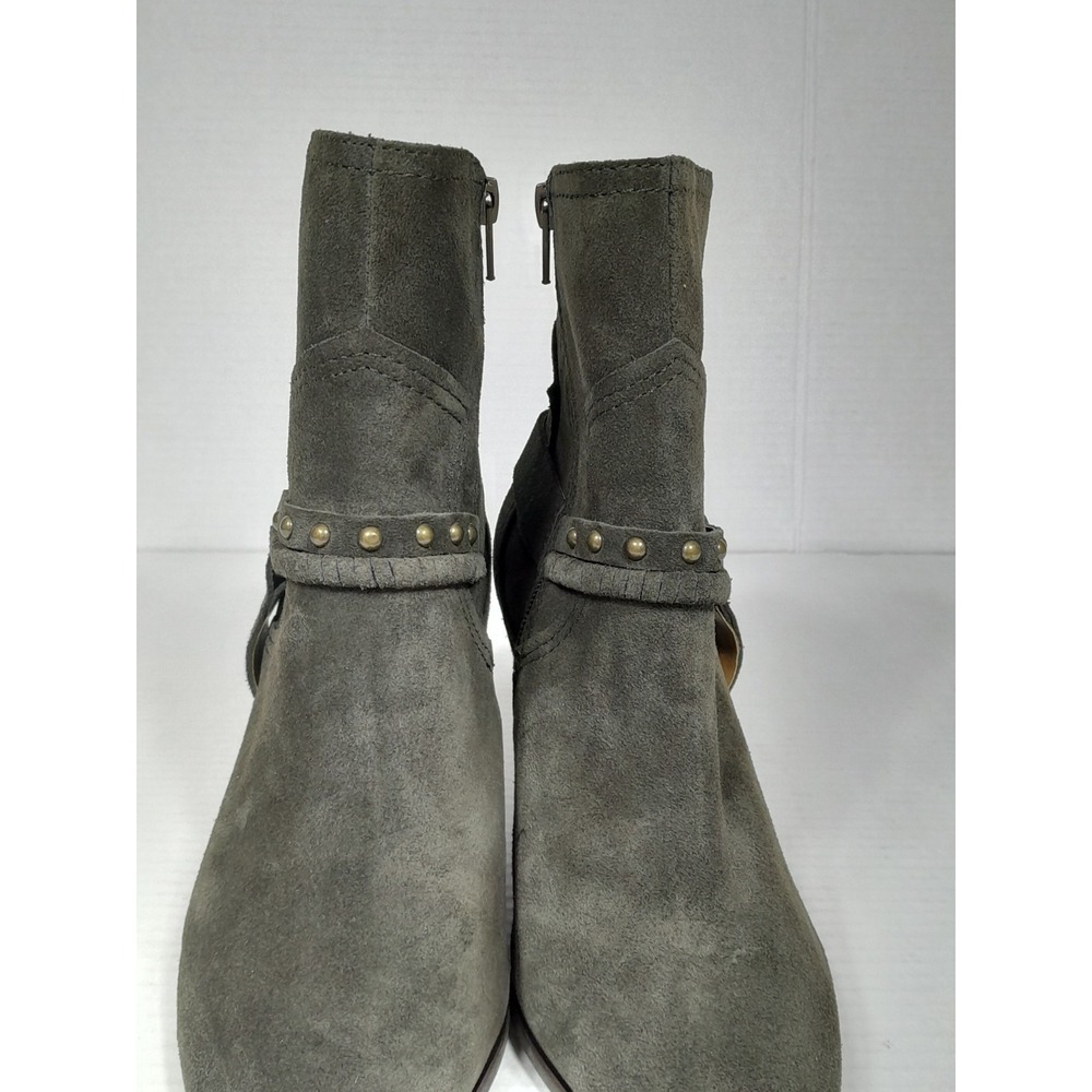 Lucky Brand Boot Womens 7.5 M Studded Ankle Booties Green Suede Harness Western - Picture 5 of 11